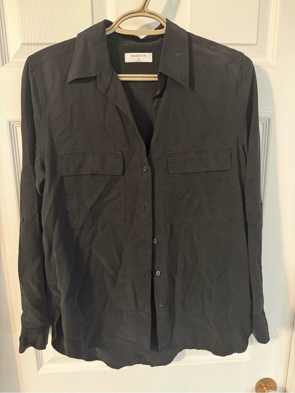 Babaton Black Utility Button-Down Shirt